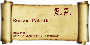 Resser Patrik névjegykártya